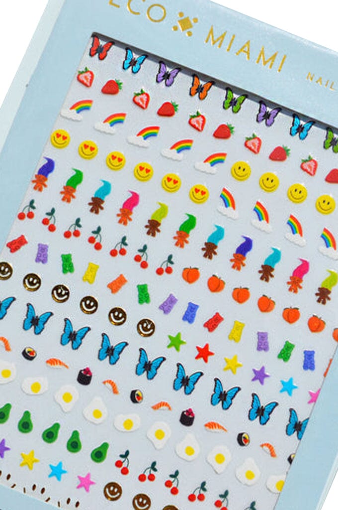 Nail Art Stickers - Sunny Side Up - Noctex - Deco Miami avocado, butterfly, california, cherry, Cruelty free, Faire, fried egg, gummy bear, Made in USA/Canada, nails, peaches, rainbow, star,